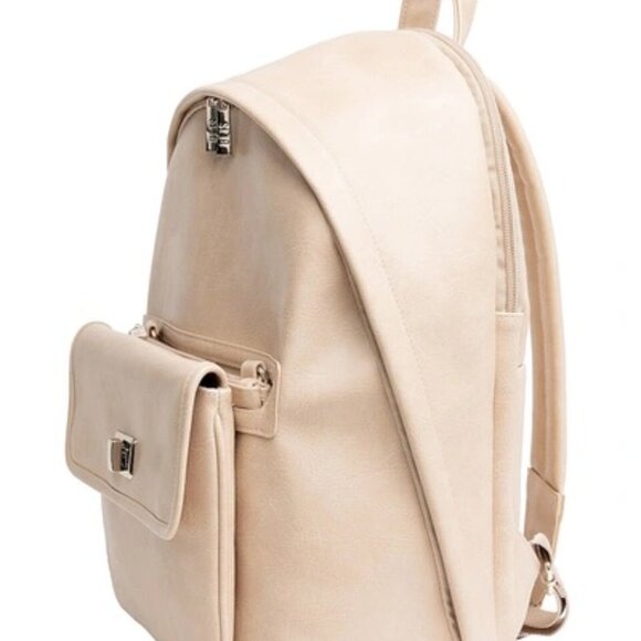 BEIS - The 2-in-1 Faux Leather Backpack In Beige - Picture 4 of 16